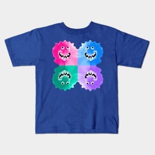 Goofy Jelly Monster Emoji Pixel Smiling Face Kids T-Shirt